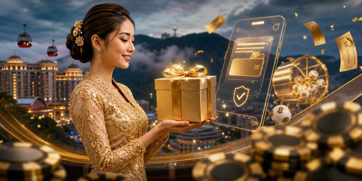 Wanita mengenakan kebaya di Genting Highlands dengan tema loteri dan permainan popular